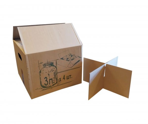 Гофроящик для 4 банок 3,0 л с комплектом перегородок 317x317x243 мм