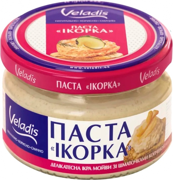 ПастаVeladis икорка Veladis с с кусочками копченого кальмара 160 г (4823097900277)