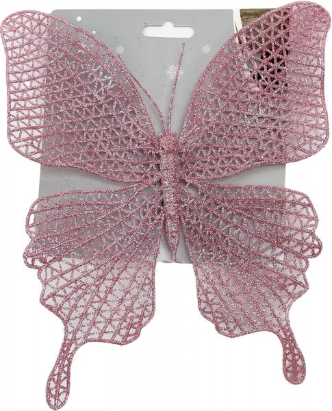 Декоративная подвеска Shunda бабочка скелетированная розовая 15 см SD20-6812PK