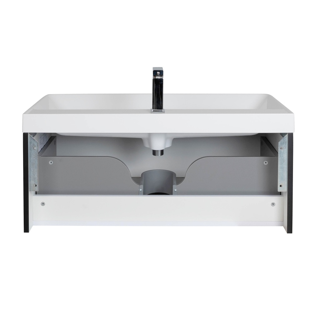 Тумба подвесная Aqua Rodos Frost Black с умывальником Deep 90 см (АР000127942)