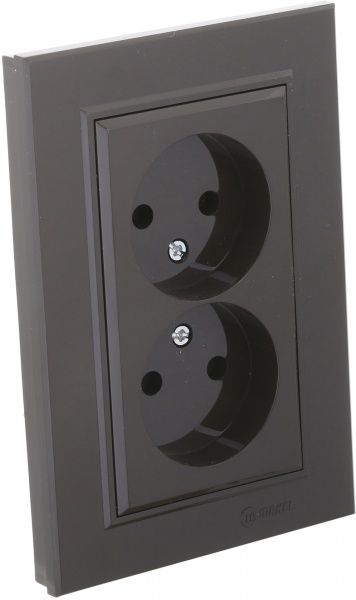 Розетка подвійна без заземлення Makel Karea без шторок без кришки коричневий