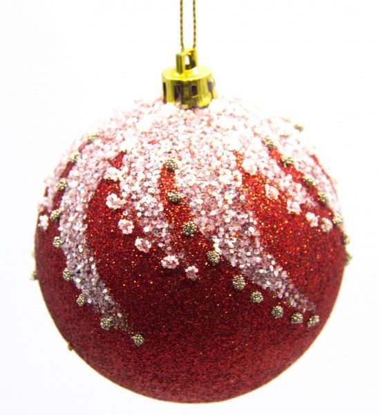 Шар Глиттер d60 красный/белый
