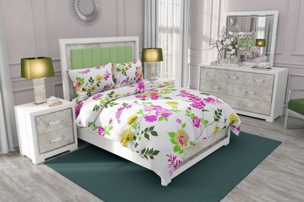 Комплект постельного белья Мальва евро белый с принтом Rigel 