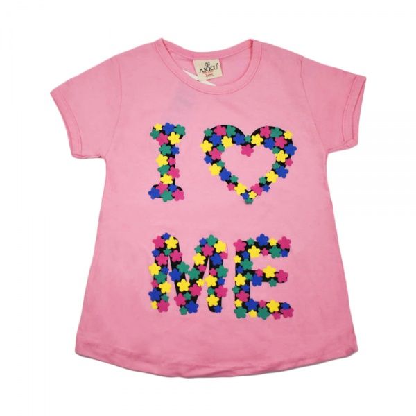 Футболка для девочек AKKU цветочки р.128 розовый 