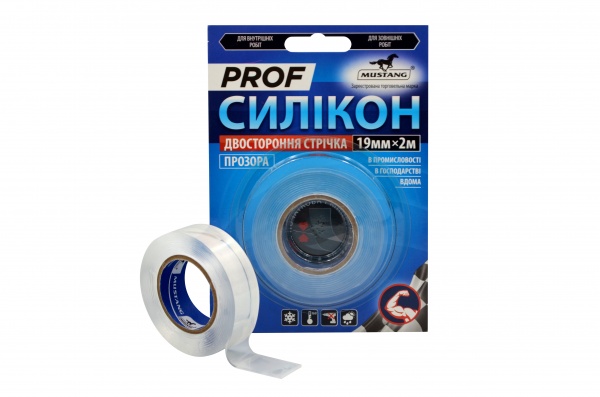 Двусторонняя клейкая лента Mustang PROF Силикон 19 мм x 2 м SL192