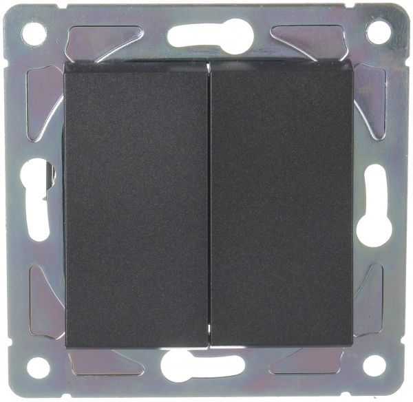 Механизм выключателя двухклавишный HausMark Alta без подсветки 10 А 220В черный SNG-SWP.SQ20MG2W1-BK