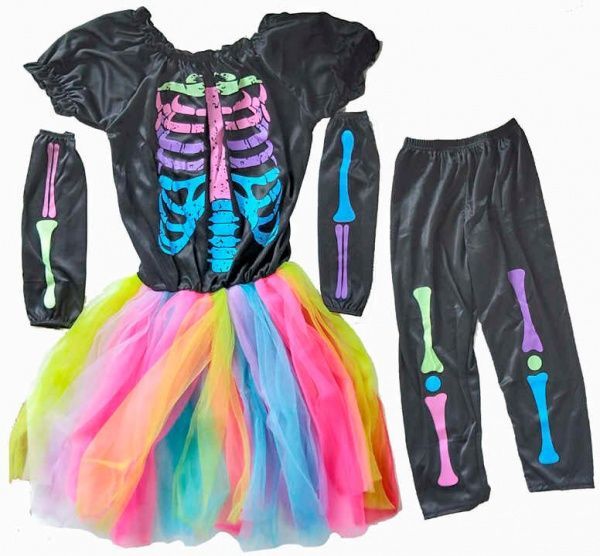 Костюм дитячий карнавальний Кольоровий Скелетик р.110 чорний CC315B 