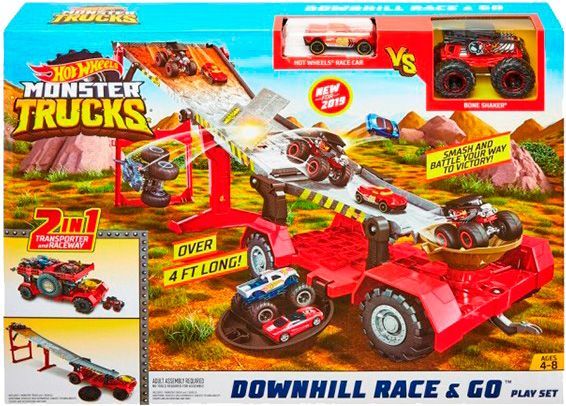 Трек Hot Wheels Грузовик-трансформер Скоростной спуск серии Monster Trucks GFR15