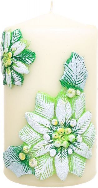 Свічка Циліндр декоративна Різдвяник біла 70*120 Pako-If