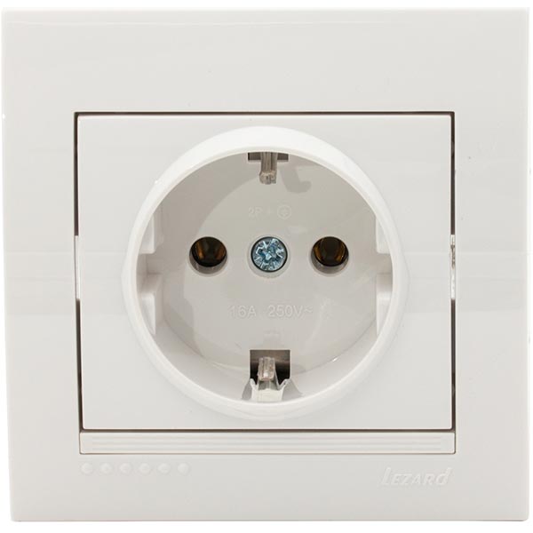 Розетка із заземленням Lezard Deriy 16 А 250 В без шторок білий 702-0202-122 B