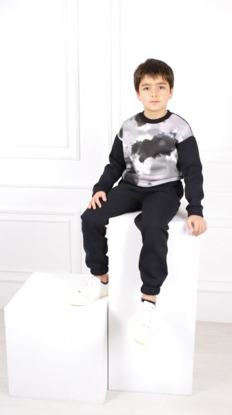 Костюм Маленькие люди Принт р.116 черный 