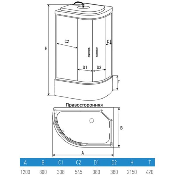 Гидромассажный бокс Erlit ER4512TPR-C4 120x80
