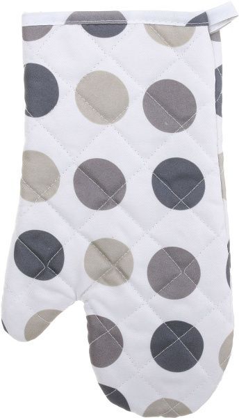 Набір кухонний Прихватка та рукавиця Горох бежевий білий із бежевим 