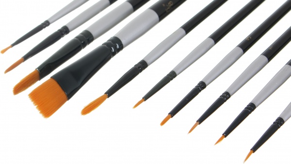 Набор кистей круглые и плоские 10 шт 