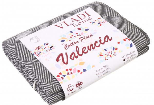 Плед Валенсия Parquet 140x200 см темно-серый Vladi 