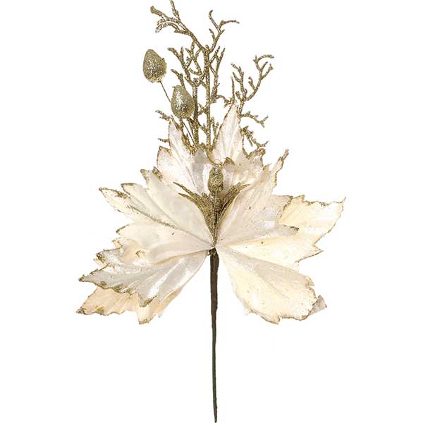 Прикраса новорічна Пуансетія EYF16-7964 золотиста 37 см