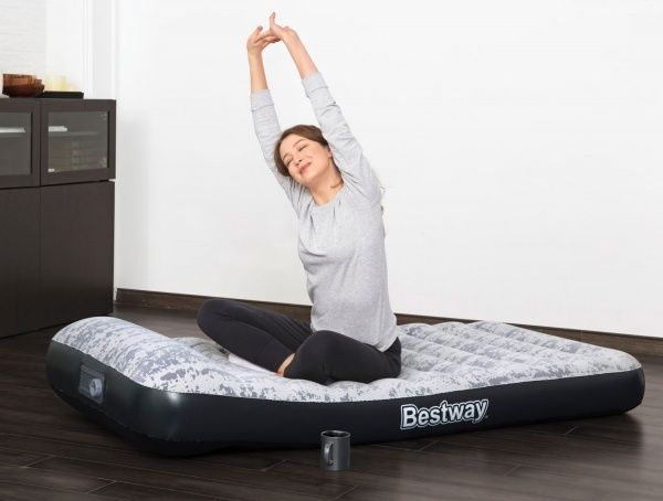 Матрац надувний Bestway Tritech Airbed Twin з вбудованим подвійним електронасосом 188х30 см сірий/синій