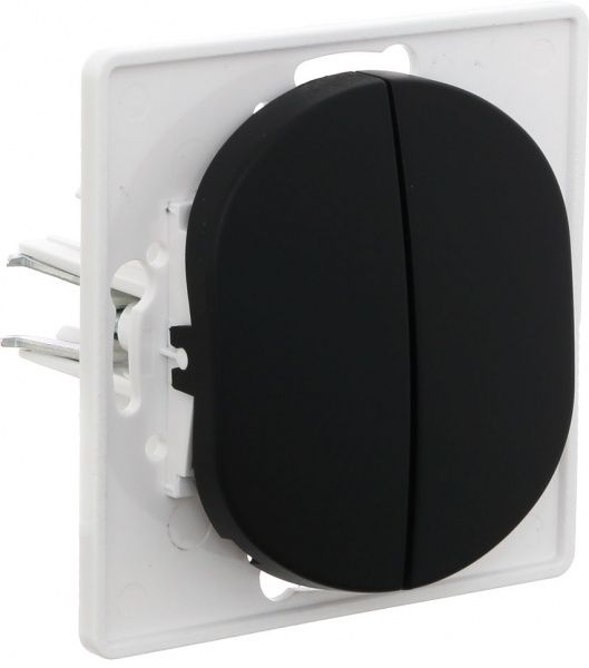 Вимикач двоклавішний Aling-Conel Eon без підсвітки 10 А 250В чорний E606.E1