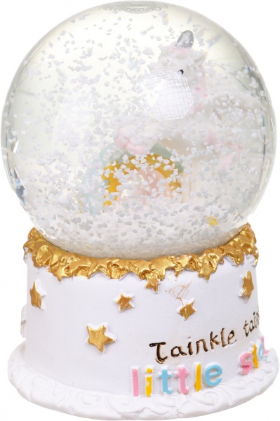 Сувенир новогодний с подсветкой шар снежный единорог 1828-65 светодиодная (LED) 