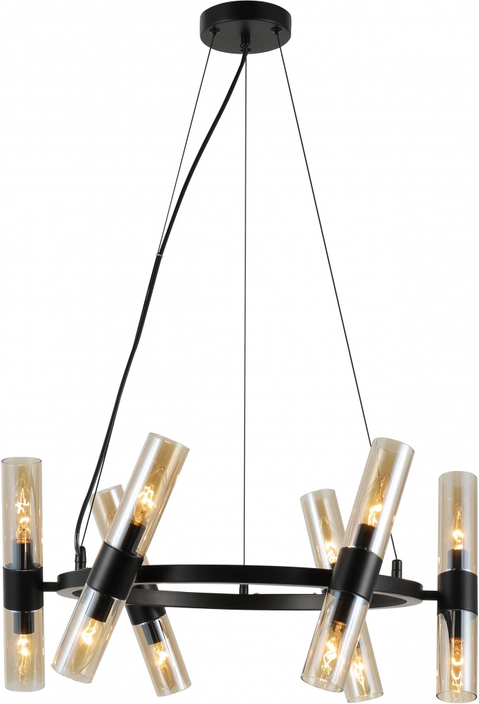 Люстра подвесная Sensio Borealis 12x40 Вт E14 черный/амбер ALG-74783/12L