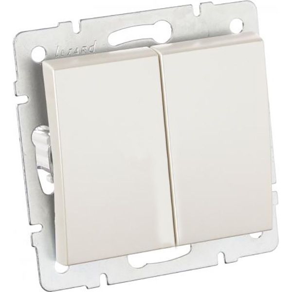 Выключатель двухклавишный Lezard Rain без подсветки 250В жемчужно-белый 703-3088-101