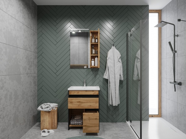 Тумба підлогова ЮВЕНТА Тумба Bronx - 80 дуб Вотан з умивальником Soft-80