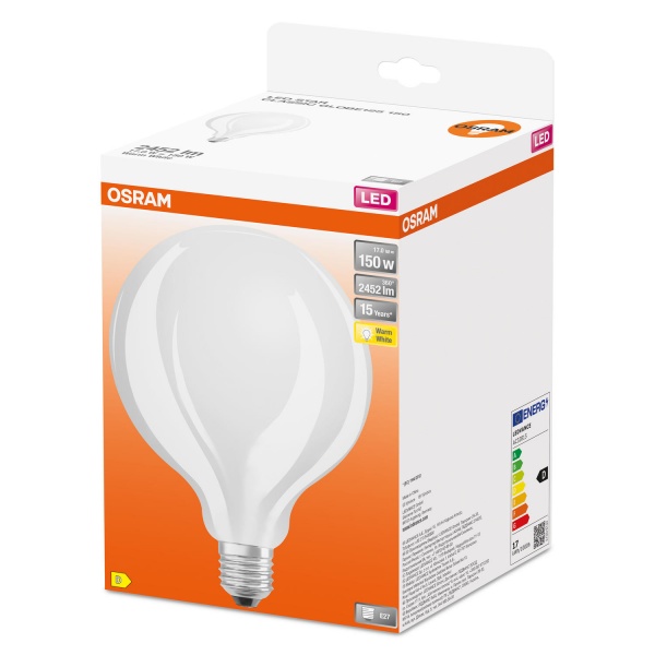 Лампа светодиодная Osram G120 17 Вт E27 4000 К 220 В матовая FIL G1250FR 2542Lm 