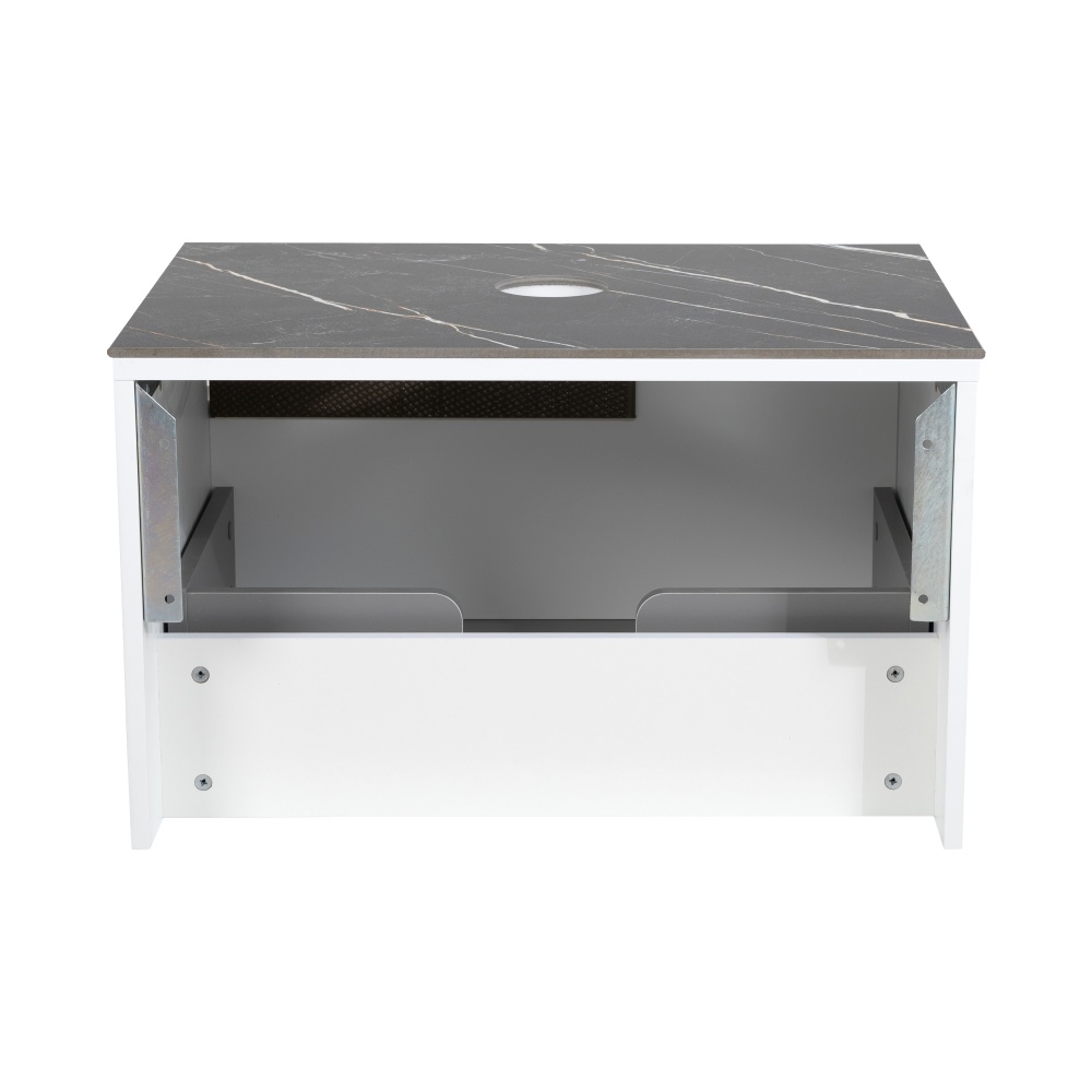 Тумба под умывальник Aqua Rodos OSTIN белый мат со столешницей керамогранит Namibia Black 70 см