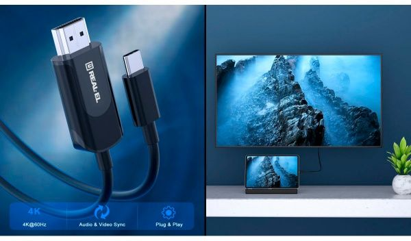 Кабель Real-el CHD-180 Type C- HDMI 4K 60Hz 1,8 м чорний (CHD-180, black (REAL-EL))