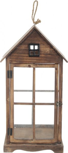Свічник ліхтар Будиночок дерев'яний 32х32х63 см