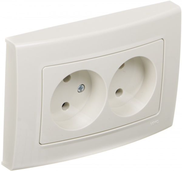 Розетка двойная без заземления Viko Linnera без шторок без крышки крем 90401055