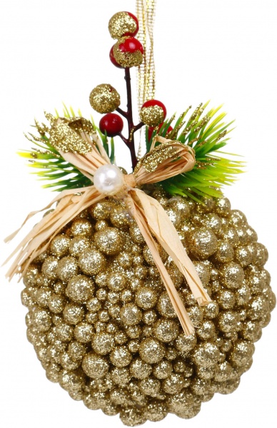 Декоративная подвеска Шар с декором 8 см золотой HL21-28