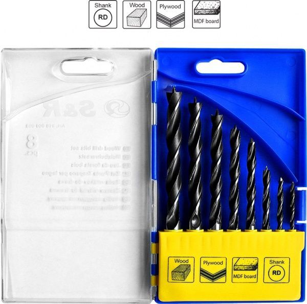 Набор сверл по дереву S&R 3-10 мм 8 шт. 216800008