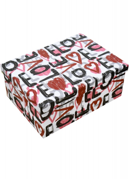 Коробка подарункова прямокутна біла Love 111020578 33х25,5 см