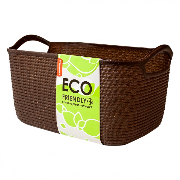 Корзинка с ручками Джут M ECO WOOD коричневый екопластик Алеана 