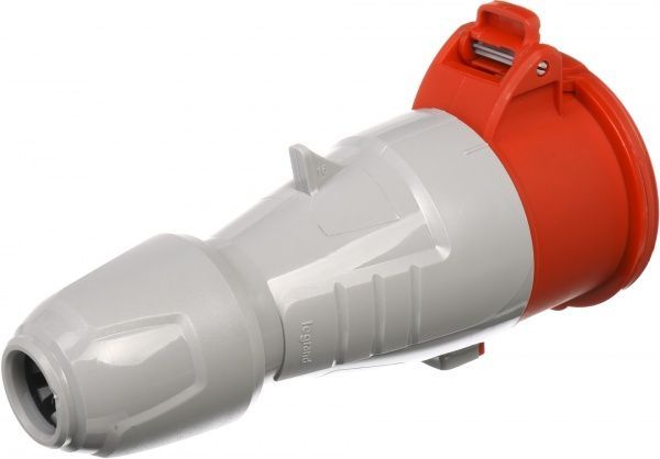 Розетка наружной установки с заземлением Legrand 16A 3К+Н+З 415В IP44 серый с красным 555109