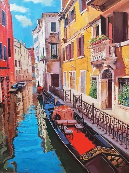 Полотно на картоні з контуром Міста №2 30х40 см Rosa Start 