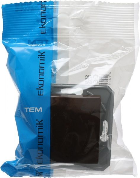 Перемикач прохідний одноклавішний TEM Ekonomik без підсвітки 10 А 250В шоколадний SE60CBXO-U