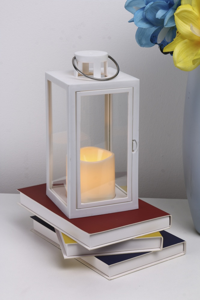 Свеча -фонарь LED со свечой 10х10х21 см белый Pako-If