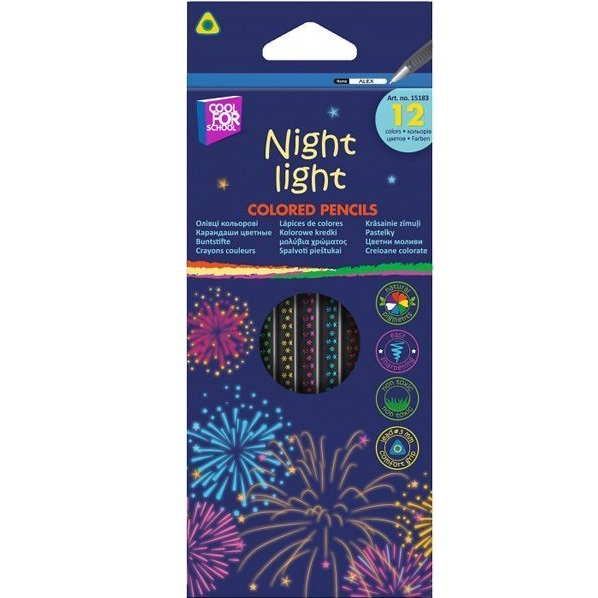 Карандаши цветные CFS Night light 12 цветов треугольные CF15183 Cool For School