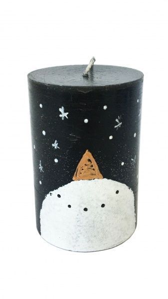 Свічка Циліндр новорічний сніговик чорний KOZAK