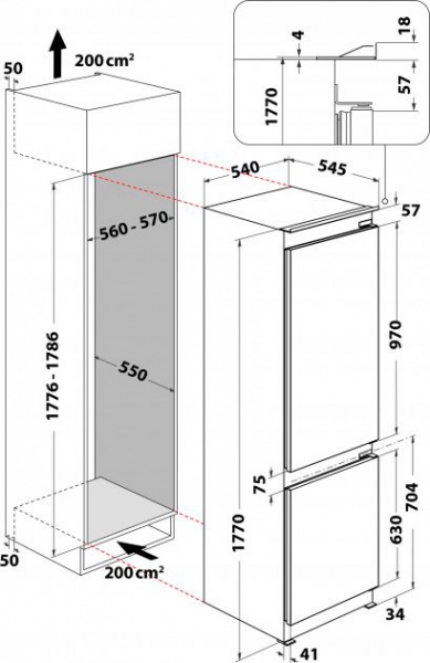 Встраиваемый холодильник Whirlpool WHC18 T311