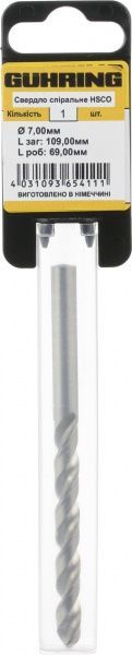 Сверло по металлу Guhring HSCO 69x109 мм 7 мм 322042016