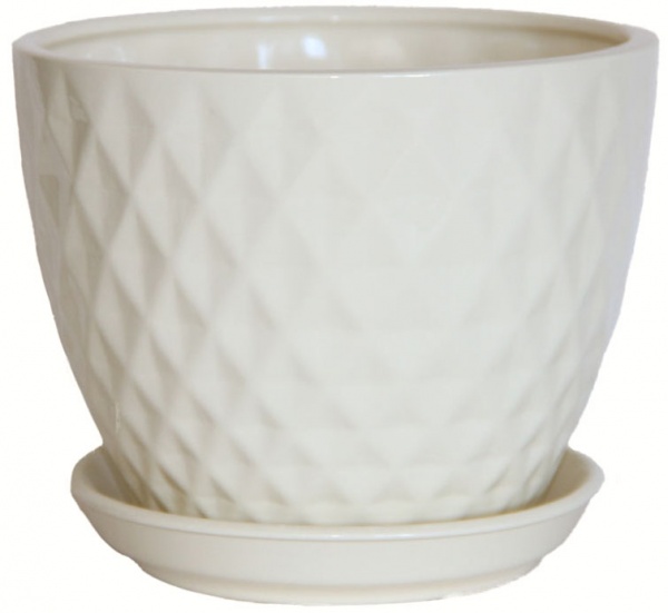 Горщик керамічний Оріана-Запоріжкераміка Ромб новий №2 глянець фігурний 3 л бежевий (073-02-003) 