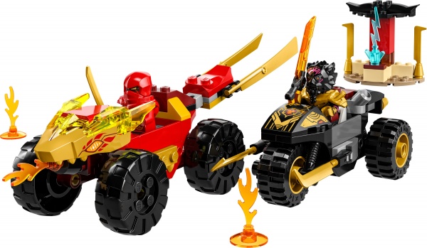 Конструктор LEGO NINJAGO Автомобильная и байковая битва Кая и Раса 71789
