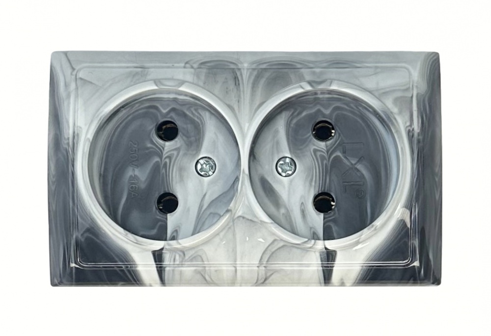 Розетка накладная двойная без заземления IP20 мрамор 2212 MARBLE