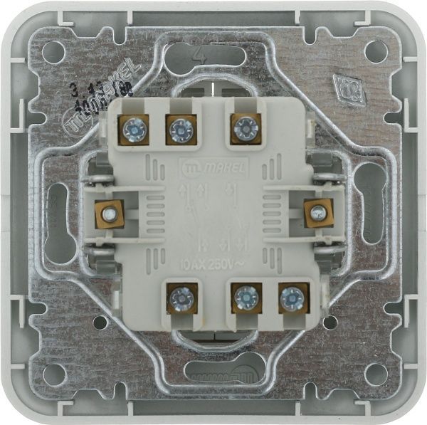 Вимикач прохідний двоклавішний Makel Lillium Natural без підсвітки 10 А 250В сріблястий
