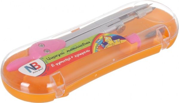 Циркуль металевий в футлярі із запасним грифелем помаранчевий Nota Bene