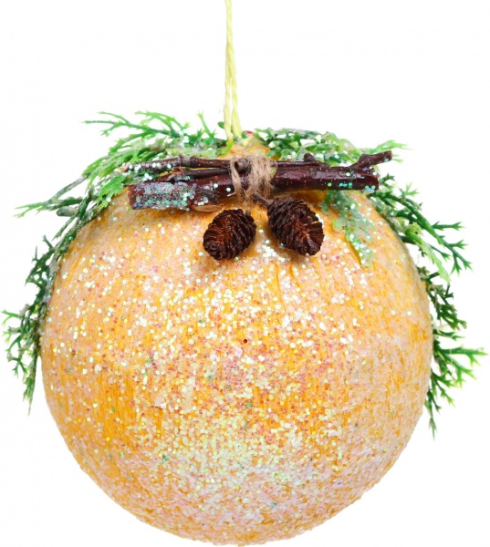 Елочная игрушка Сказочный шар большой желтый 