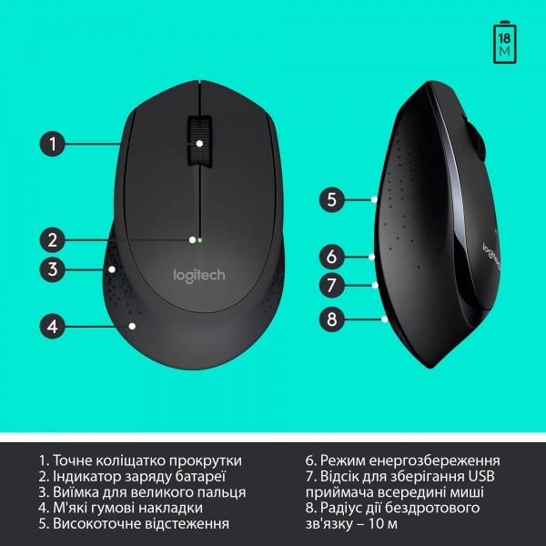 Комплект клавіатура та миша Logitech Wireless Combo MK345 (L920-006489) 